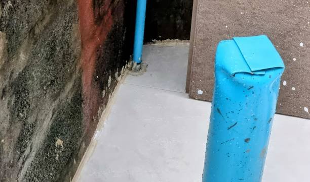 the concrete is white and blue.